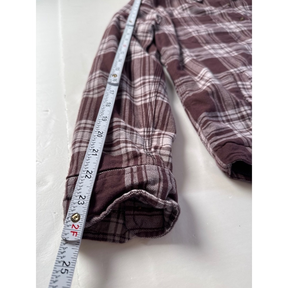 CARHARTT Womens Plaid Flannel Fleece-lined‎ Shirt Jacket Shacket Maroon L 12/14 - Picture 9 of 14